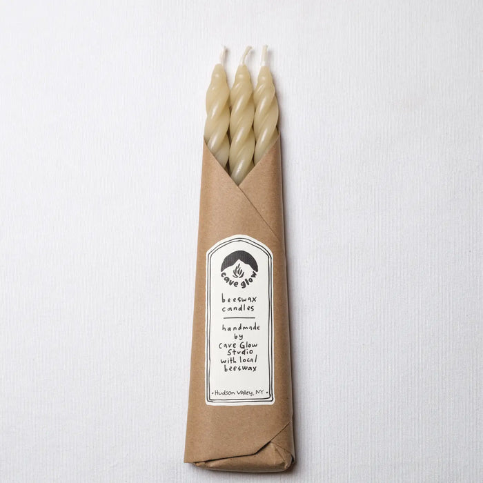 Sand Beeswax Spiral Tapers - Set of 3