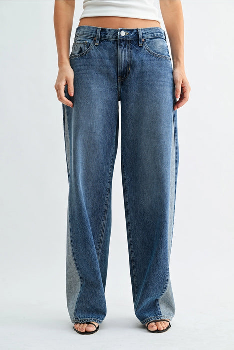 Contrast Seam Wide Leg Jean