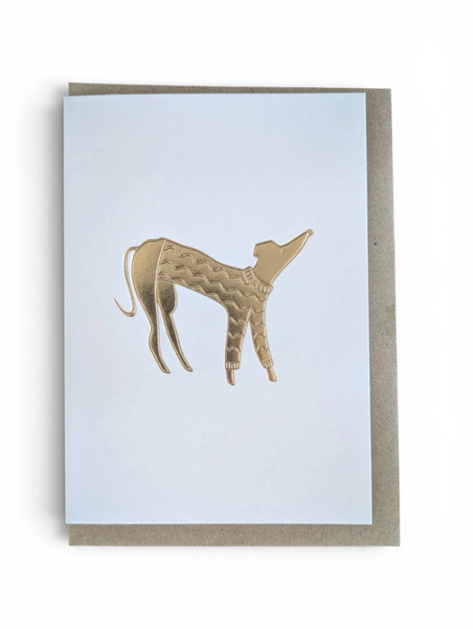 Gold Embossed Dog in A Jumper Keepsake Card