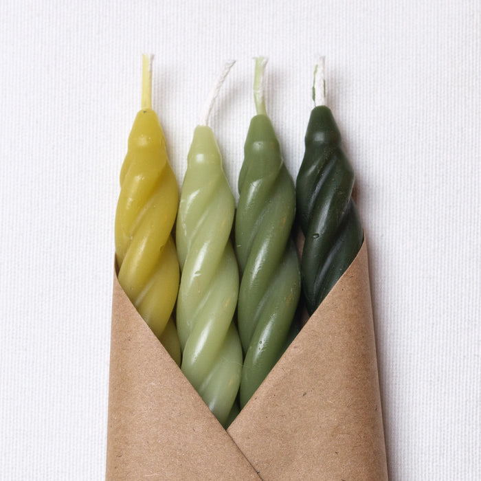Woodland Spiral Beeswax Candles - Set of 4