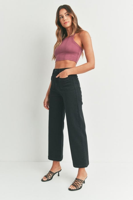 Patch Pocket Wide Leg Jean