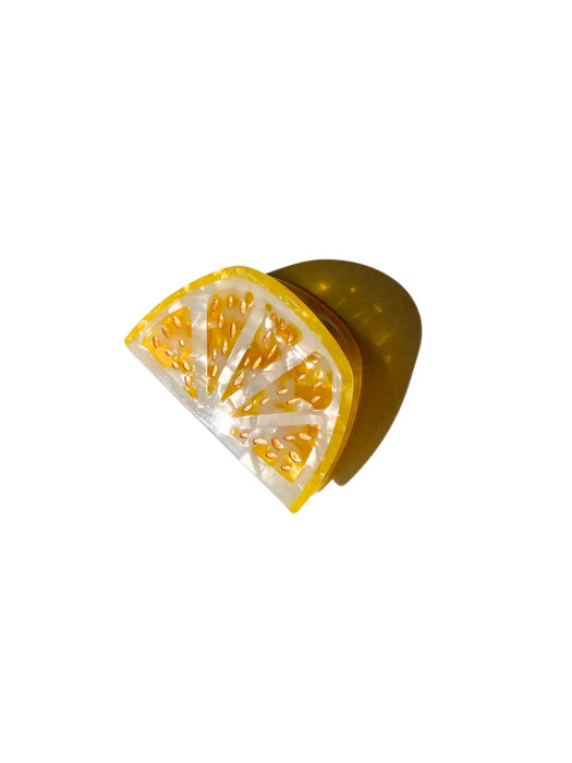 Eco-Friendly Hand-Painted Citrus Slice Claw Hair Clip