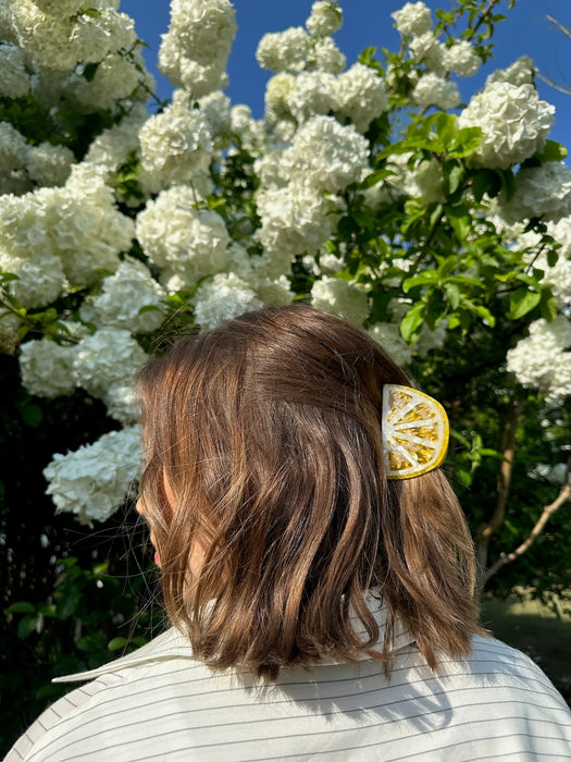 Eco-Friendly Hand-Painted Citrus Slice Claw Hair Clip