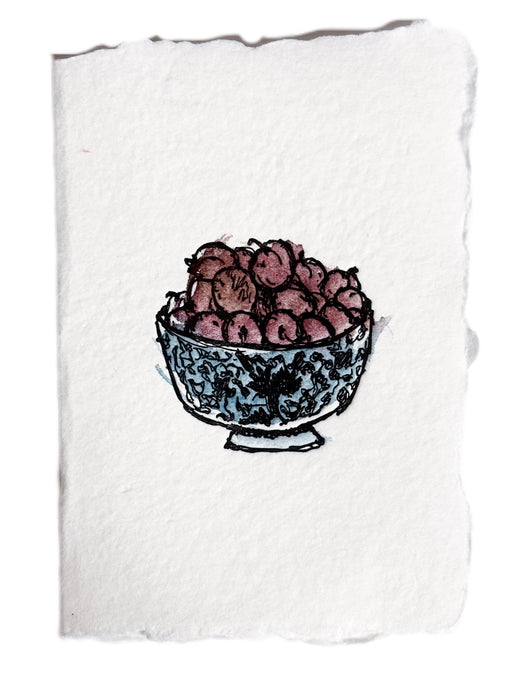 Bowl of Plums Hand-Painted Card