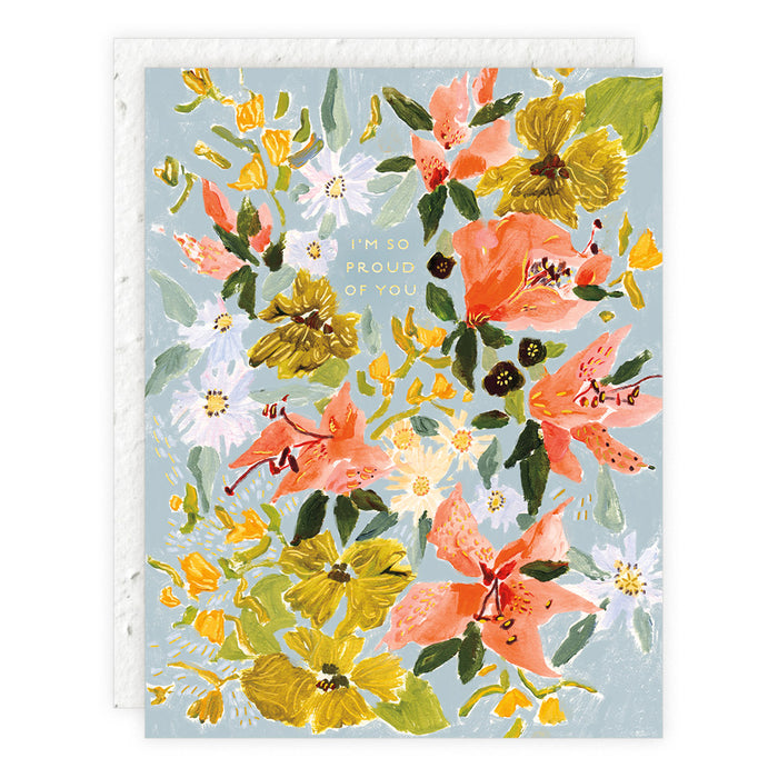 Bouquet in Blue Congrats Card