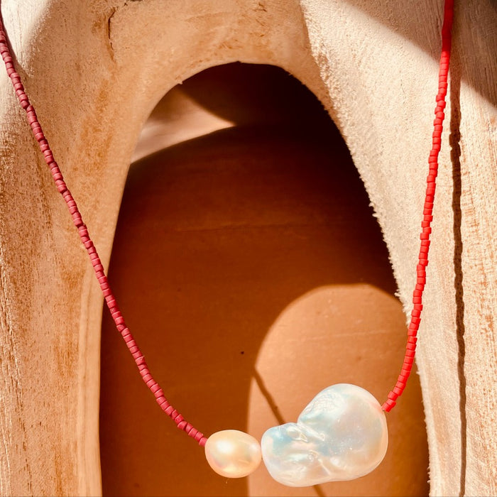 Freshwater Pearl & Japanese Glass Bead Necklace