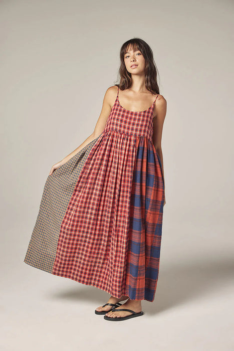 Plaid Contrast Midi Dress
