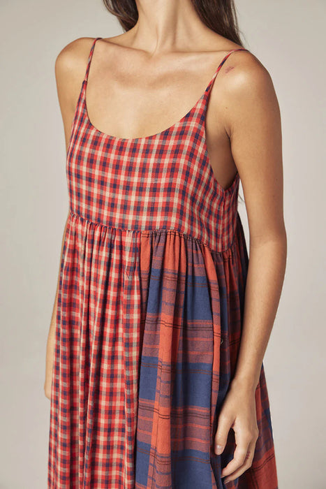 Plaid Contrast Midi Dress