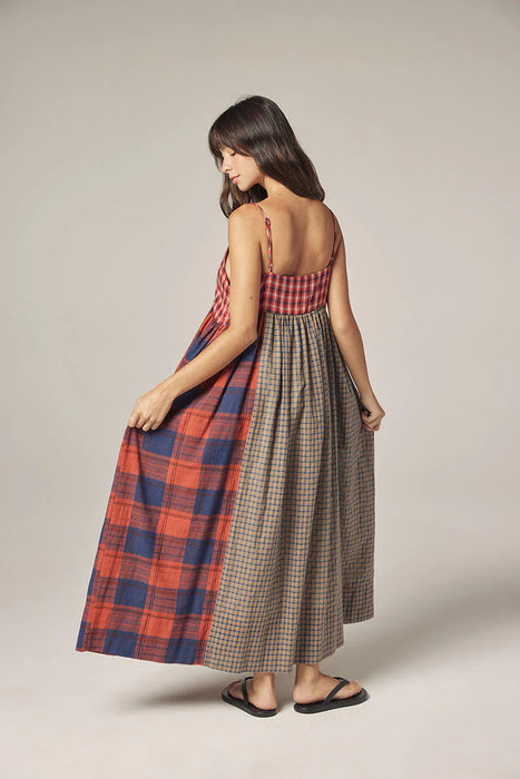 Plaid Contrast Midi Dress