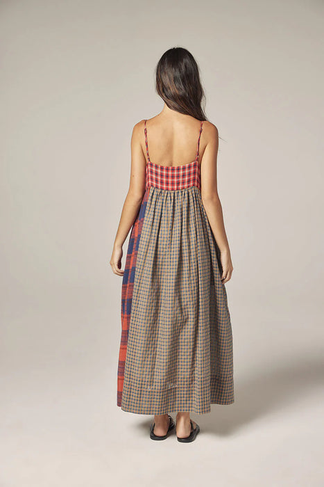 Plaid Contrast Midi Dress