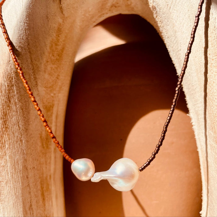 Freshwater Pearl & Japanese Glass Bead Necklace
