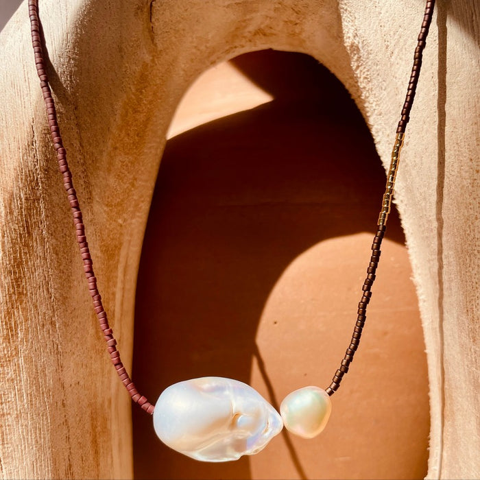 Freshwater Pearl & Japanese Glass Bead Necklace