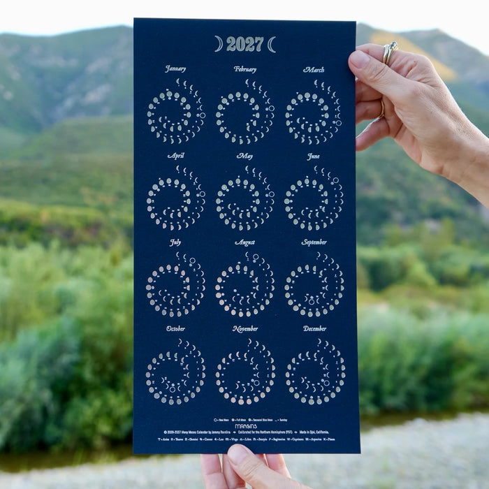 Small Many Moons Calendar - Silver on Night Sky