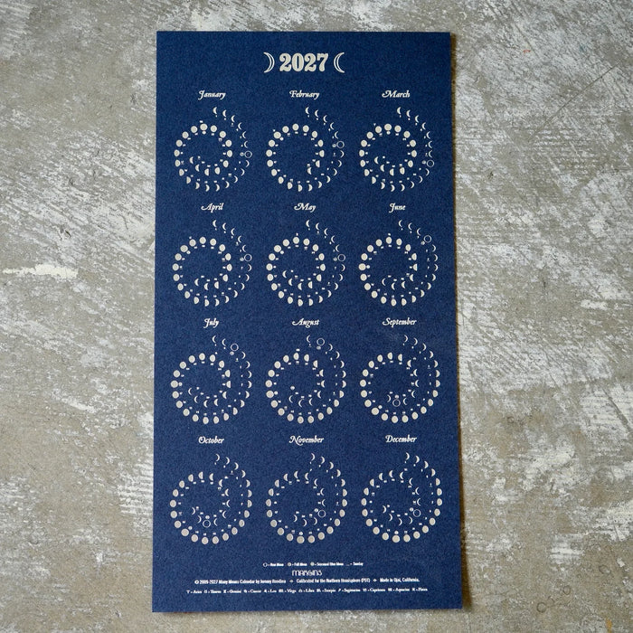 Small Many Moons Calendar - Silver on Night Sky
