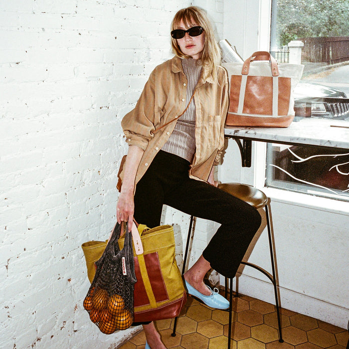 Editor Tote | Chartreuse + Bordeaux