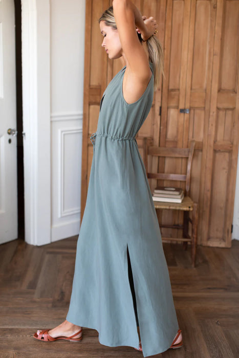 Grecian Keyhole Linen Dress