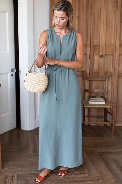 Grecian Keyhole Linen Dress