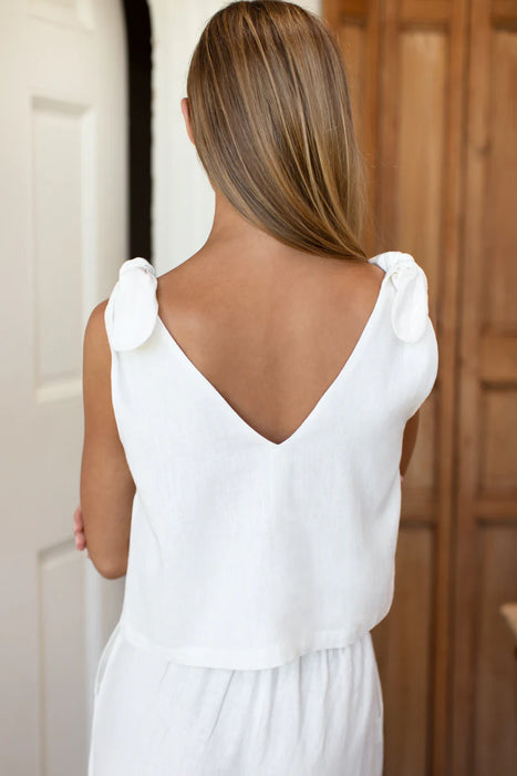 Tie Shoulder Linen Mod Top