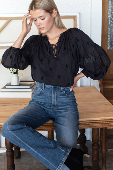 Embroidered Clover Folk Top