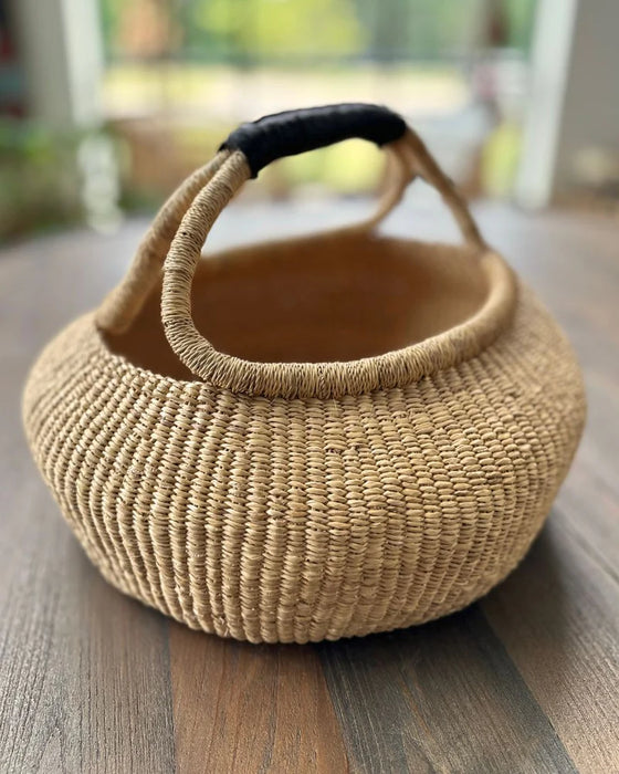 Handwoven Ghana Kettle Basket w/Handle