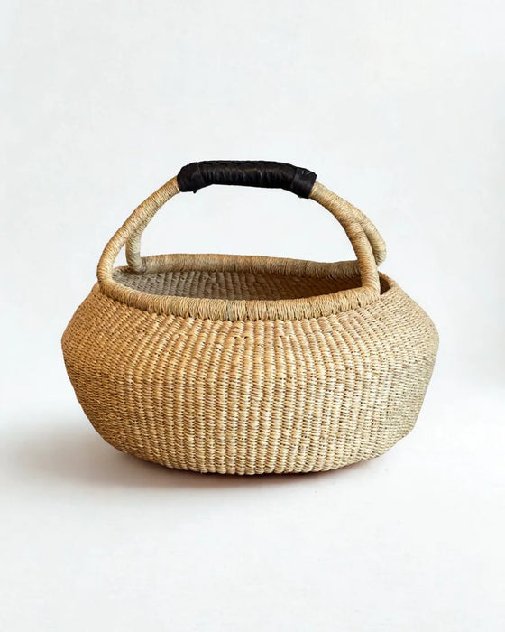Handwoven Ghana Kettle Basket w/Handle