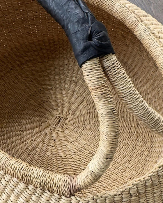Handwoven Ghana Kettle Basket w/Handle