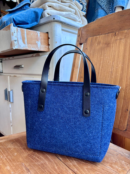 Wool Felt & Leather Crossbody Tote
