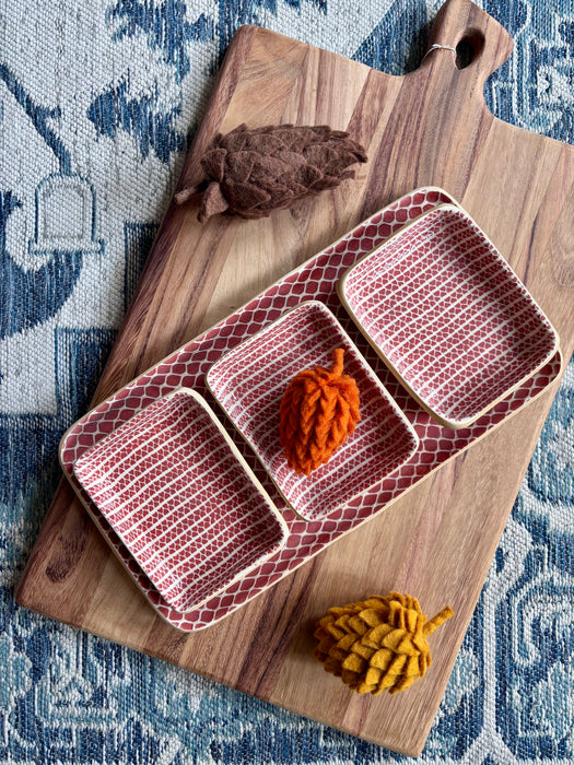 Rectangle Tasting Trio Set - Strata Poppy