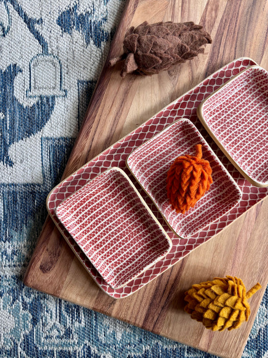 Rectangle Tasting Trio Set - Strata Poppy