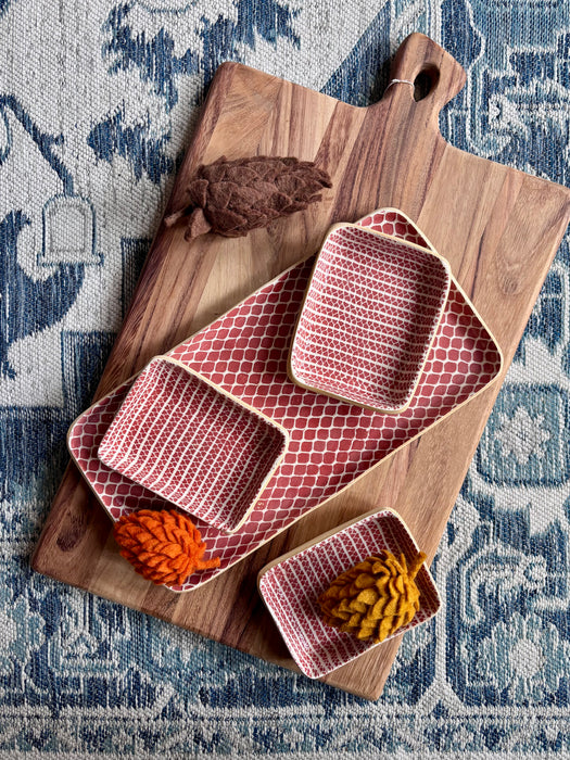 Rectangle Tasting Trio Set - Strata Poppy