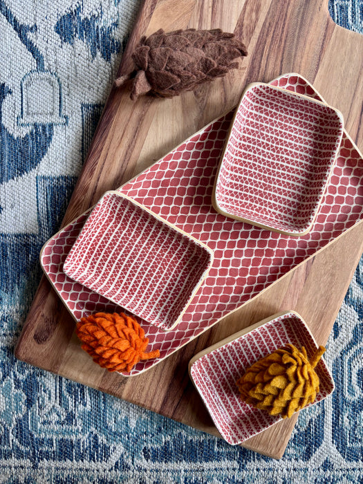 Rectangle Tasting Trio Set - Strata Poppy
