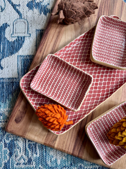 Rectangle Tasting Trio Set - Strata Poppy