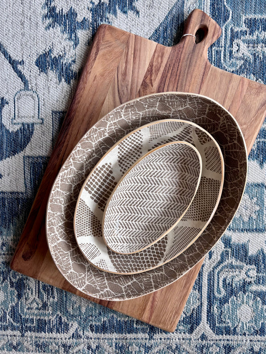 Large Nested Oval Bowl - Foliage Mocha