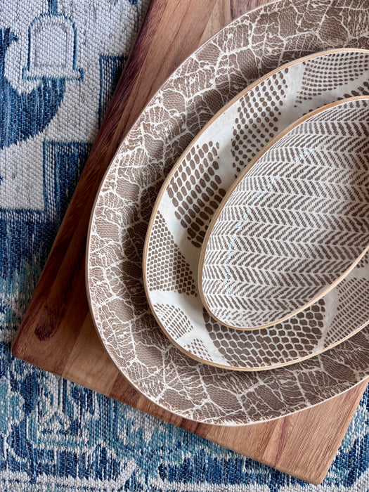 Large Nested Oval Bowl - Foliage Mocha