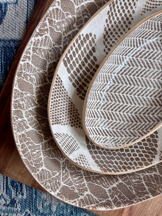 Large Nested Oval Bowl - Foliage Mocha