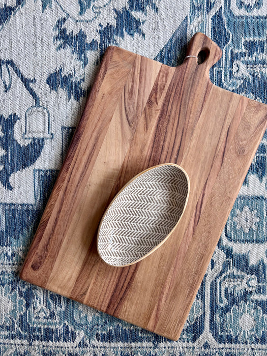 Small Nested Oval Bowl - Herringbone Mocha