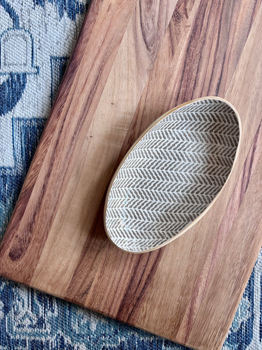 Small Nested Oval Bowl - Herringbone Mocha