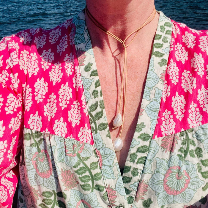 Freshwater Pearl & Leather Necklace