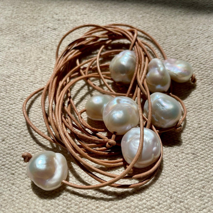 Freshwater Pearl & Leather Necklace