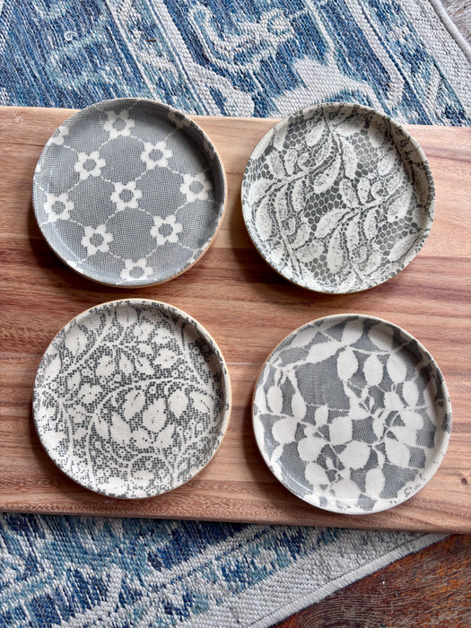Small Canape Plate - Assorted Floral Charcoal