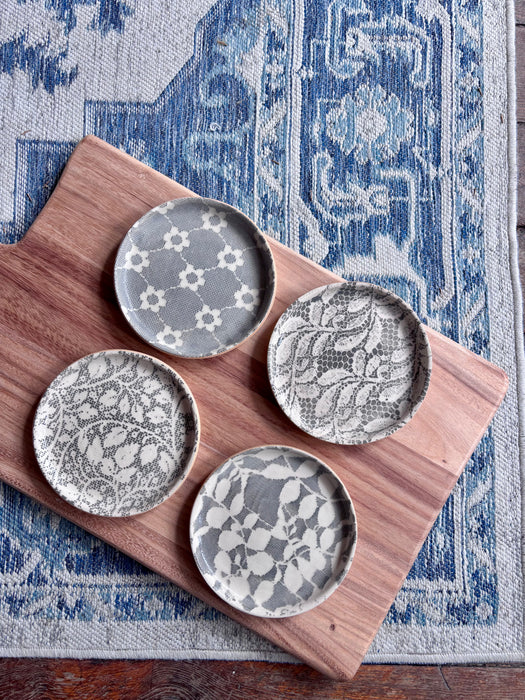 Small Canape Plate - Assorted Floral Charcoal