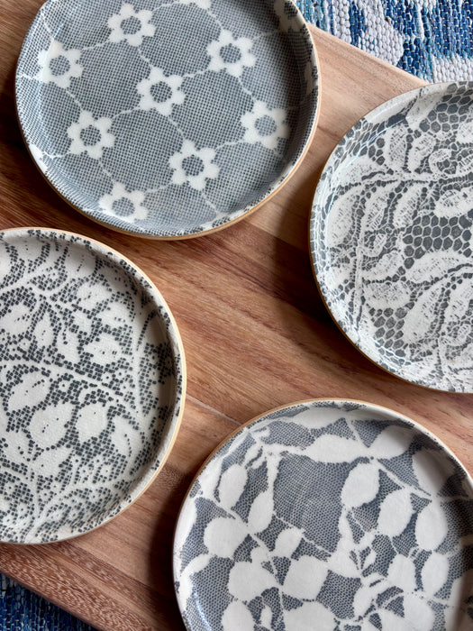 Small Canape Plate - Assorted Floral Charcoal