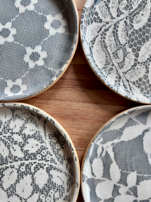 Small Canape Plate - Assorted Floral Charcoal