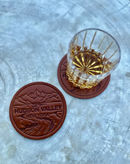 Hudson Valley Leather Coaster - Set of 4