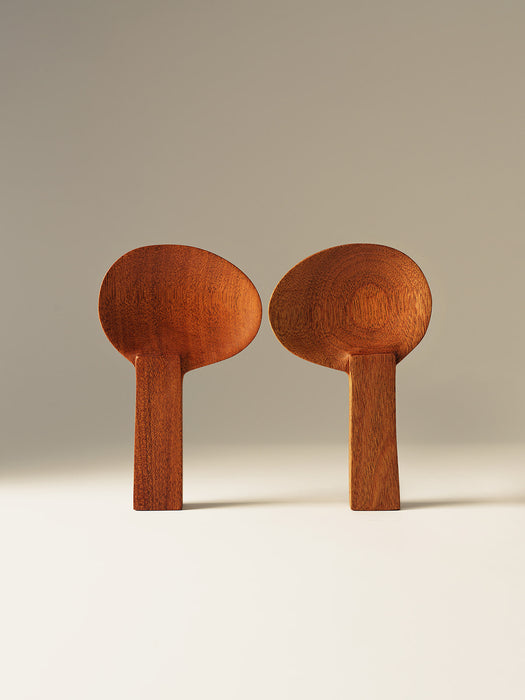 Carved Mahogany Salad Servers - Set of 2