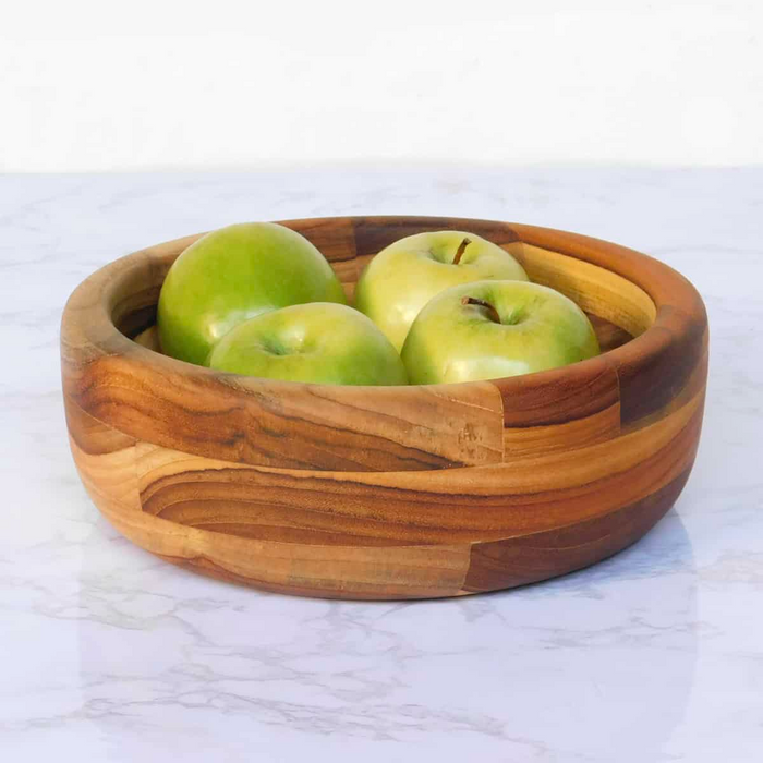 Round Mosaic Teak Wood Bowl- Medium
