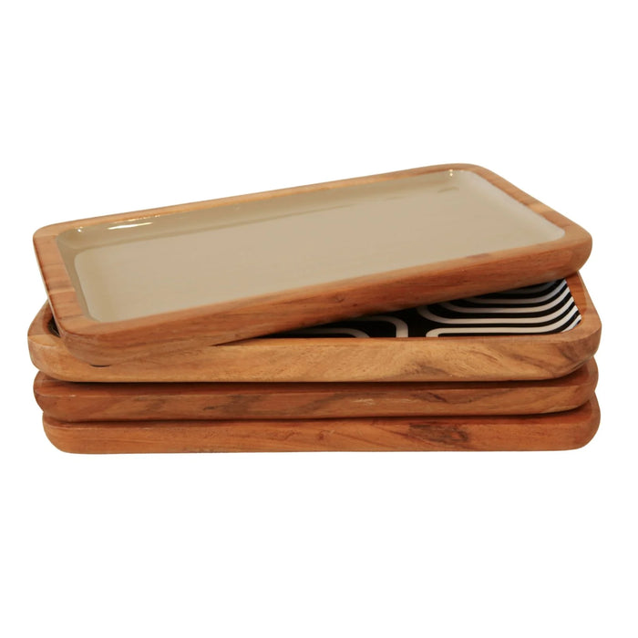 Mango Wood & Enamel Small Tray