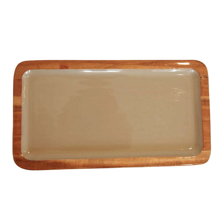 Mango Wood & Enamel Small Tray