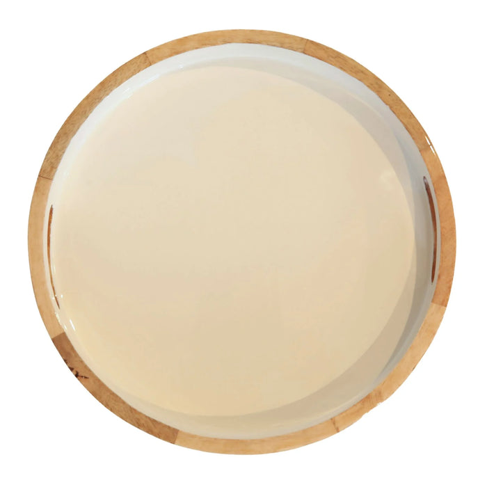 Mango Wood & Enamel Round Tray