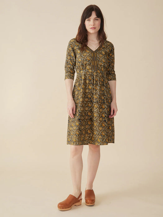 Jaya Olive Kalamkari Dress